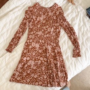 Long sleeve, floral mini dress SMALL